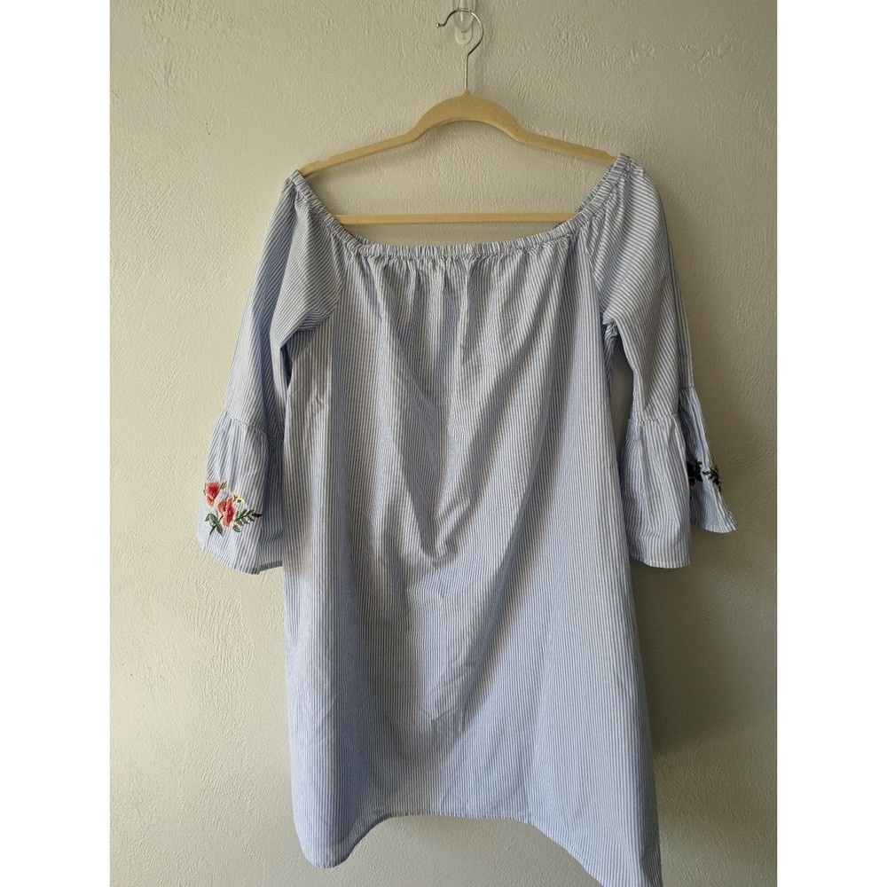 No Comment off the shoulder striped dress Sz L